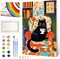 Paint By Number Framed Black Cat Kit for Adults – Small DIY Acrylic Painting Canvas Set, Coffee Kitty Wall Art Decor, 8x12 Inch